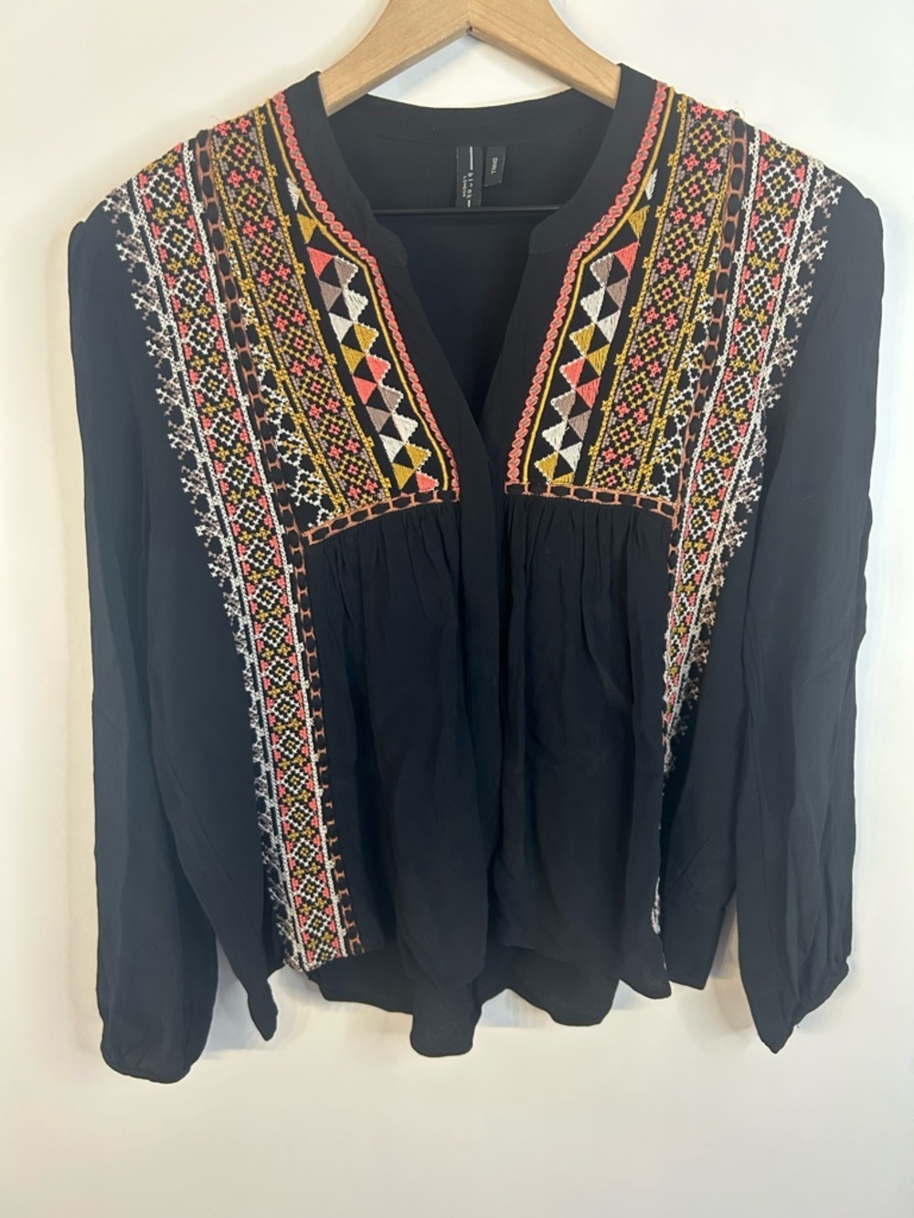 bl^nk London Women’s Black Lisi Embroidered Long Sleeve Blouse, Size Small - Picture 7 of 16